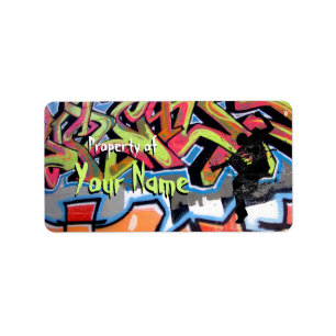 Hip Hop Graffiti gepersonaliseerd onroerend goed v Etiket