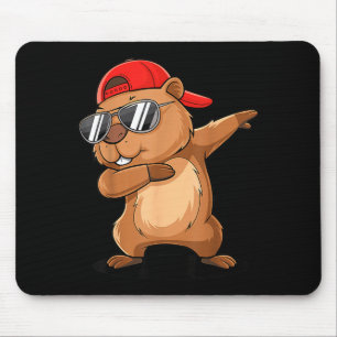 Hip Hop Grondmarmot Dabbing Met Achterstevoren Pet Muismat