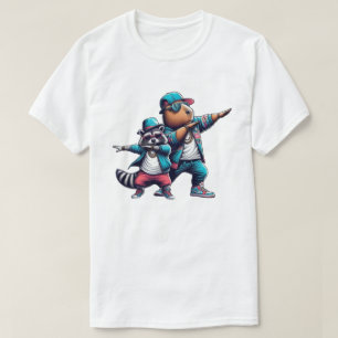 Hip Hop Havoc: Capybara en Wasbeer's Dab Dans S T-shirt
