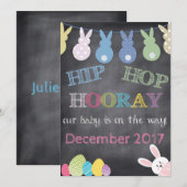 Hip hop Hooray Faire-part de grossesse de Pâques (Devant / Derrière)