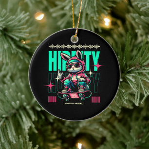 Hip-Hop Hoppity - Skater Bunny Pasen Keramisch Ornament