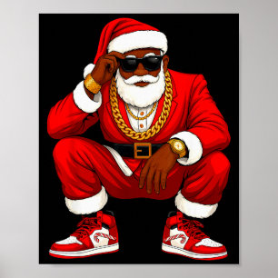 Hip Hop Kerstman Afro-Amerikaanse Mannen Kerstploe Poster