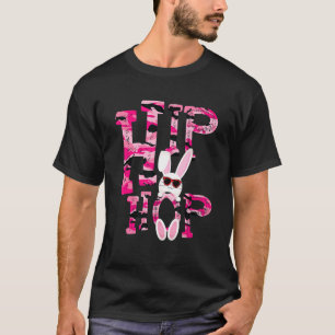 Hip Hop Konijn Met Zonnebril Cute Paasroze Cam T-shirt