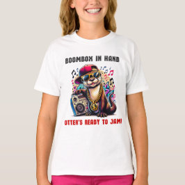 Hip Hop Otter met Boombox en Muziek Vibes T-shirt
