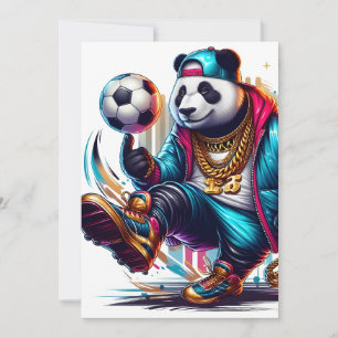 Hip Hop Panda Voetbal Zomer Sporten Feestdagenkaart