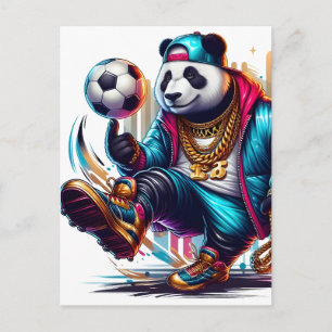 Hip Hop Panda Voetbal Zomer Sporten Feestdagenkaart
