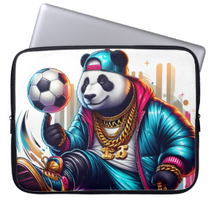 Hip Hop Panda Voetbal Zomer Sporten Laptop Sleeve