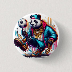 Hip Hop Panda Voetbal Zomer Sporten Ronde Button 3,2 Cm