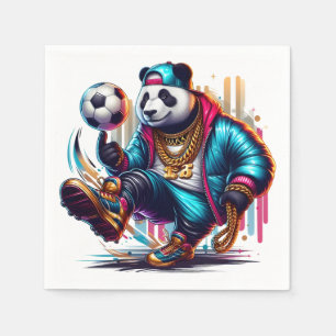 Hip Hop Panda Voetbal Zomer Sporten Servet