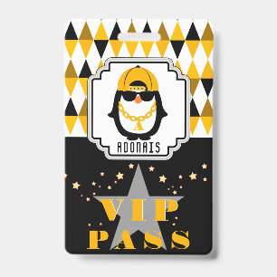Hip Hop Penguin Cool Kind Photo VIP Pass Badge