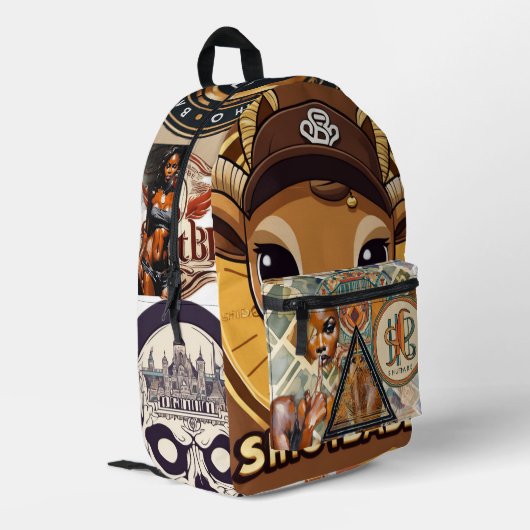  Hip-Hop Print Cut Sew Rugzak (Achterkant Hoek Links)