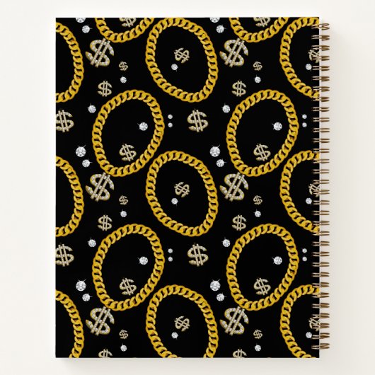 Hip Hop Rap Gold Cuban Link Chain 90's Sketchbook Notitieboek (Achterkant)