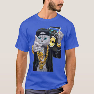 Hip Hop Rapper Kat in honkbalpet met muziek T-shirt
