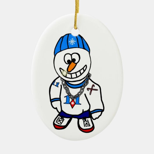 Hip Hop Rapper Kerstmis Snowman Ornament (Voorkant)