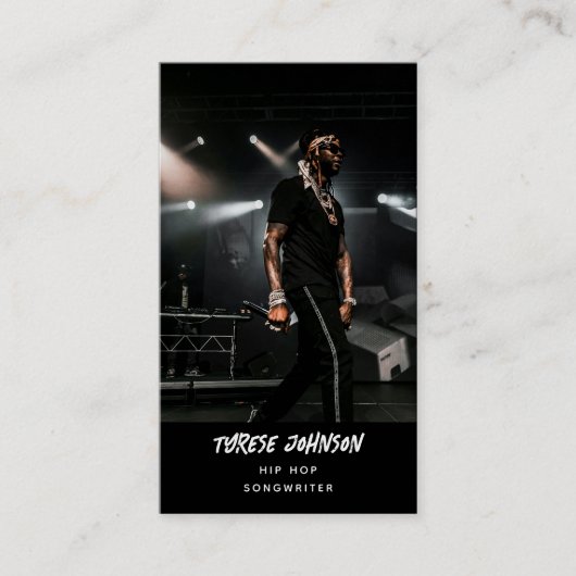 Hip Hop Rapper Songwriter Ondertekenaar Foto QR Co Visitekaartje (Voorkant)