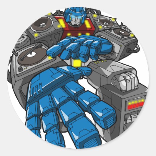 Hip Hop Robot Ronde Sticker (Voorkant)