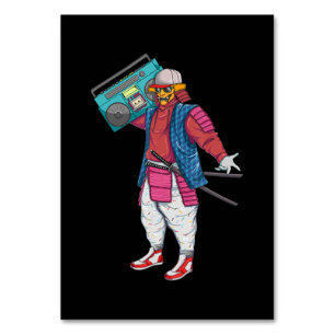 Hip Hop Samurai met Boombox Stereo Retro 80's Kaart