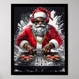 Hip Hop Santa DJ Kerstmis Poster