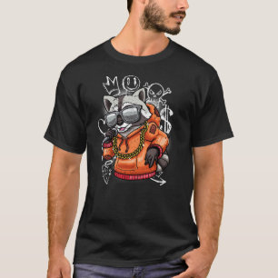 Hip Hop Wasbeer Rapper Streetwear Stedelijk Graffi T-shirt