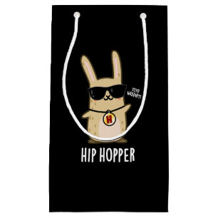 Hip Hopper Funny Bunny Rabbit Pun Dark BG Klein Cadeauzakje