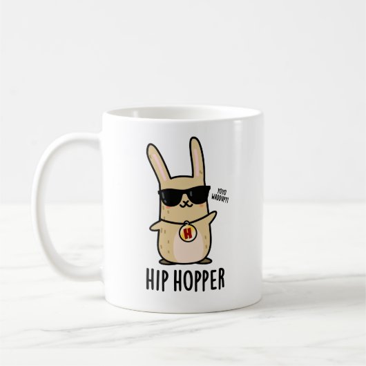 Hip Hopper Funny Bunny Rabbit Pun Koffiemok (Links)