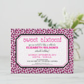 Hip Leopard Sweet 16 Invitation de fête d'annivers (Debout devant)