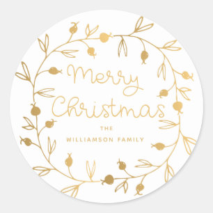 Hip Modern Goud Wit Kerst Kaart Envelope Seal Ronde Sticker