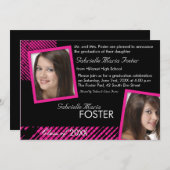 Hip n Stylish - Invitation de diplôme en rose chau (Devant / Derrière)