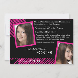 Hip n Stylish - Invitation de diplôme en rose chau
