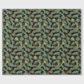 Hip Oker Bruin Groen Bos Boom Bladeren Patroon Cadeaupapier (Vlak)