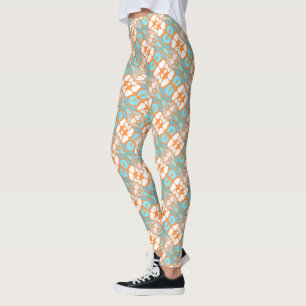 Hip Oranje Geel Turquoise Blauwe Oriental Art Leggings