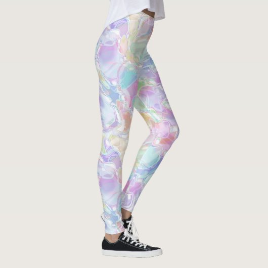 Hip Pastel Pink Violet Blue Green Turquoise Swirls Leggings (Rechts)