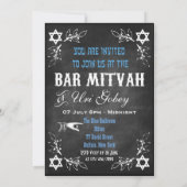 Hip Personnalisé Bar Mitzvah Chalkboard Invitation (Dos)
