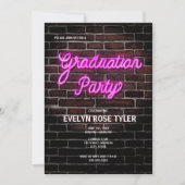 Hip Pink Neon Sign Graduparty Kaart (Voorkant)
