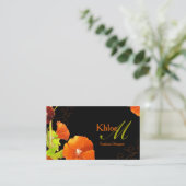 Hip Red Hollyhocks Black Monogram Visitekaartje (Staand voorkant)