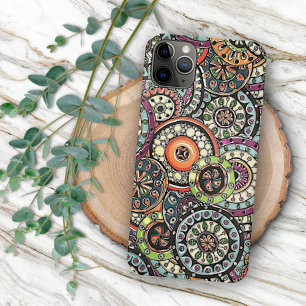 Hip Retro Chic Funky Floral Circles Art Pattern iPhone 11 Pro Max Hoesje