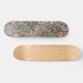 Hip Retro Chic Funky Floral Circles Art Pattern Skateboard (Horizontaal)