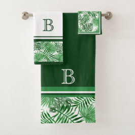 Hip Retro Tropical Green Palm Leafs Pattern Bad Handdoek