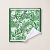 Hip Retro Tropical Green Palm Leafs Pattern Bad Handdoek (Wasdoekje)