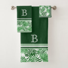 Hip Retro Tropical Green Palm Leafs Pattern Bad Handdoek