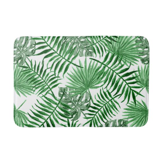 Hip Retro Tropical Green Palm Leafs Pattern Badmat (Voorkant)