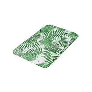 Hip Retro Tropical Green Palm Leafs Pattern Badmat