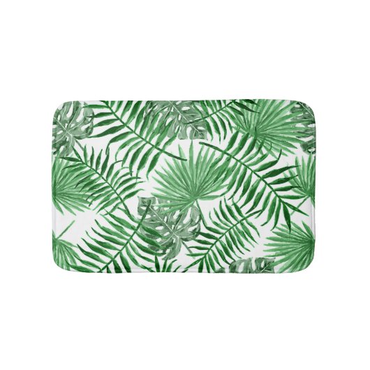 Hip Retro Tropical Green Palm Leafs Pattern Badmat (Voorkant)