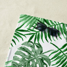 Hip Retro Tropical Green Palm Leafs Pattern Strandlaken
