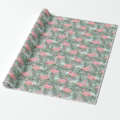Hip roze flamingoes Cute Palm Leafs Art Pattern Cadeaupapier (Uitgerold)