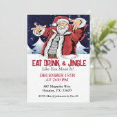 Hip Santa, eet Drink en Jingle Kaart (Staand voorkant)