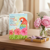 Hip Surgery Healing Scarlet Macaws, Hibiscus Kaart