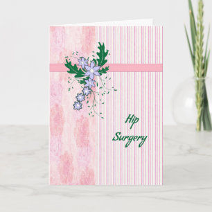 Hip Surgery Kaart met Coral Pink Stripes & Flowers