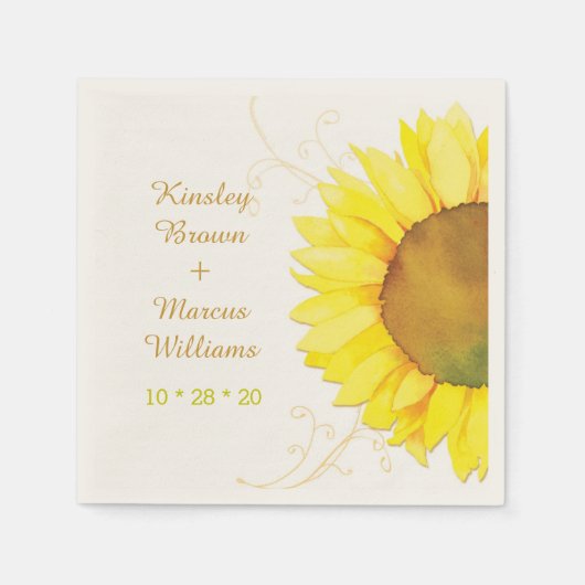 Hip Swirls & Sunflower Wedding Servetten (Voorkant)