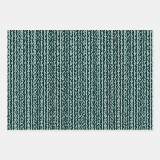 Hip Zee Glass Blauwgroen Groen Wit Abstract Zigzag Inpakpapier Vel (Voorkant 3)